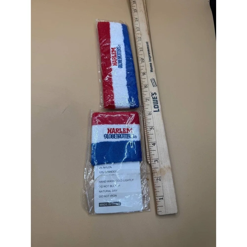 Harlem Globetrotters Sweat Band & Wrist Band Lot Of 2 Red‎ White Blue NEW